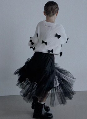 【黑色高级感】女童春秋裙子 网纱柔软立体感蓬蓬裙 半身纱裙