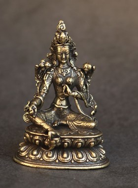 摆件饰品工艺品黄铜装饰品家居招A财复古绿祖母佛像车载饰品小摆