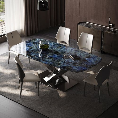 微晶石餐桌轻奢高级感长方形超晶石意式极简大理石餐桌椅2024新款