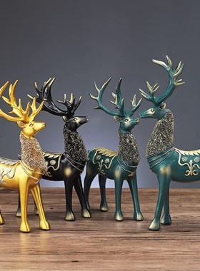 北欧轻奢创d意招财鹿摆件工艺品客厅电视柜红酒柜办公室桌面装饰