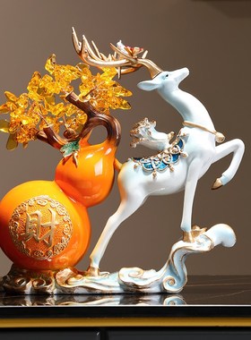 招财鹿葫芦发财树玄关客厅装饰电视柜酒I柜装饰品摆件乔迁新居礼