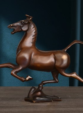 铜马踏飞b燕摆件纯黄铜马玄关生肖马摆饰家居办公室招财马开业礼