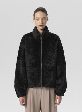 SIMONETTA RAVIZZA25秋冬 立领可双面穿拉链羊皮毛一体夹克