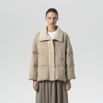 SIMONETTA RAVIZZA25秋冬 立领剪毛Tom Curly羊羔毛羽绒夹克