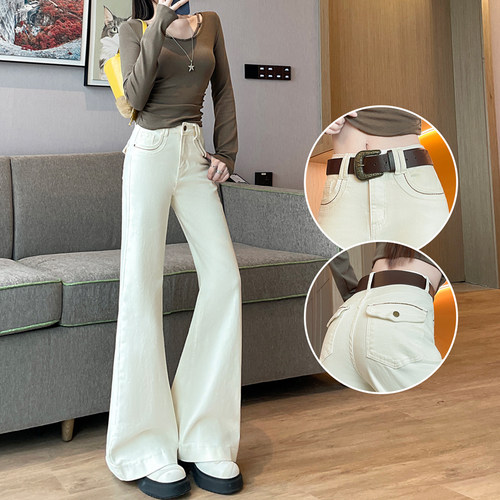 通勤风小蛮腰高腰显瘦微喇女裤