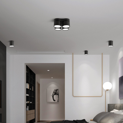 明装家用客厅吸顶卧室四头防眩无灯方形盒子灯智能灯