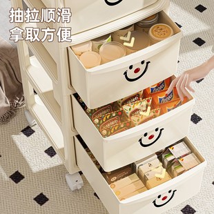 收纳柜n免安装 可移动抽屉式 小推车置物架家用桌下零食玩具储物柜
