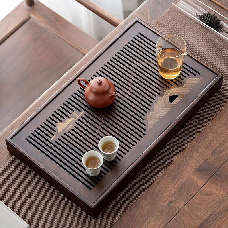 竹制茶盘圆形现代茶具盘储水式茶台茶海干泡盘小型