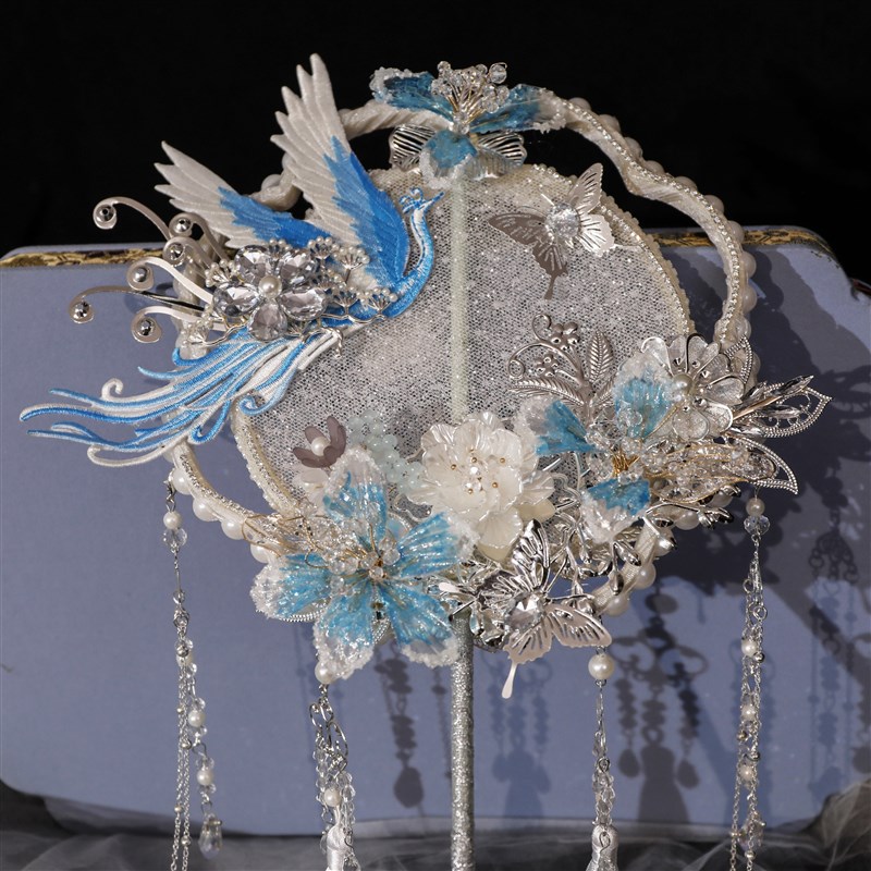 团扇diy材料包马面裙汉服新娘结婚定制古风秀禾喜扇子成品刺绣