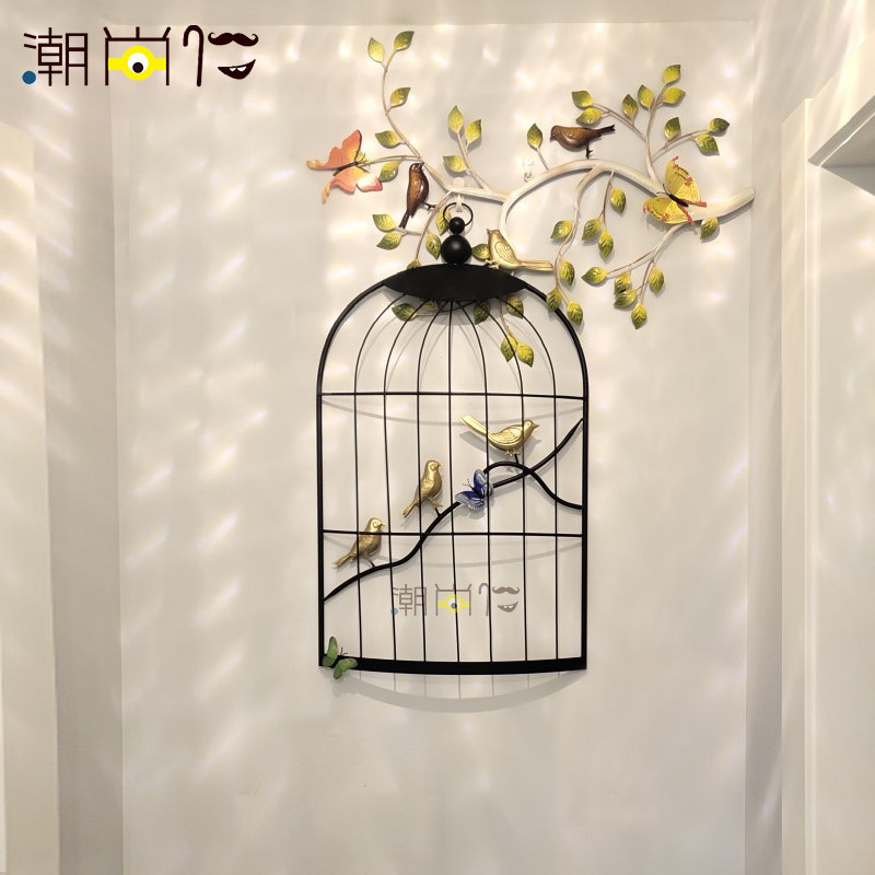 欧式铁艺鸟墙饰 挂饰 壁饰装饰墙壁挂客厅浅色树枝立体挂件