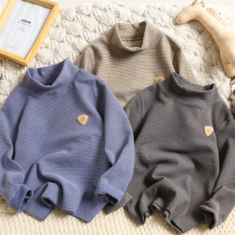 保暖中领内衣弹力长袖T恤中大童2021秋冬套头打底衫男童无痕秋衣