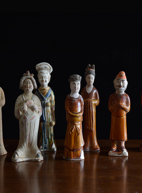 古玩陶瓷艺术装饰收藏洛阳仿古唐三彩仕女人物陶俑像仿老出土做旧