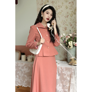 半身裙 外套 复古红色气质新娘宴会敬酒服春秋套装 胜在颜色