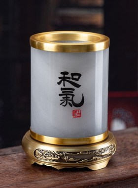 石诚记高档礼品定制大理石笔筒办公室桌面轻奢摆件谢师毕业季礼物