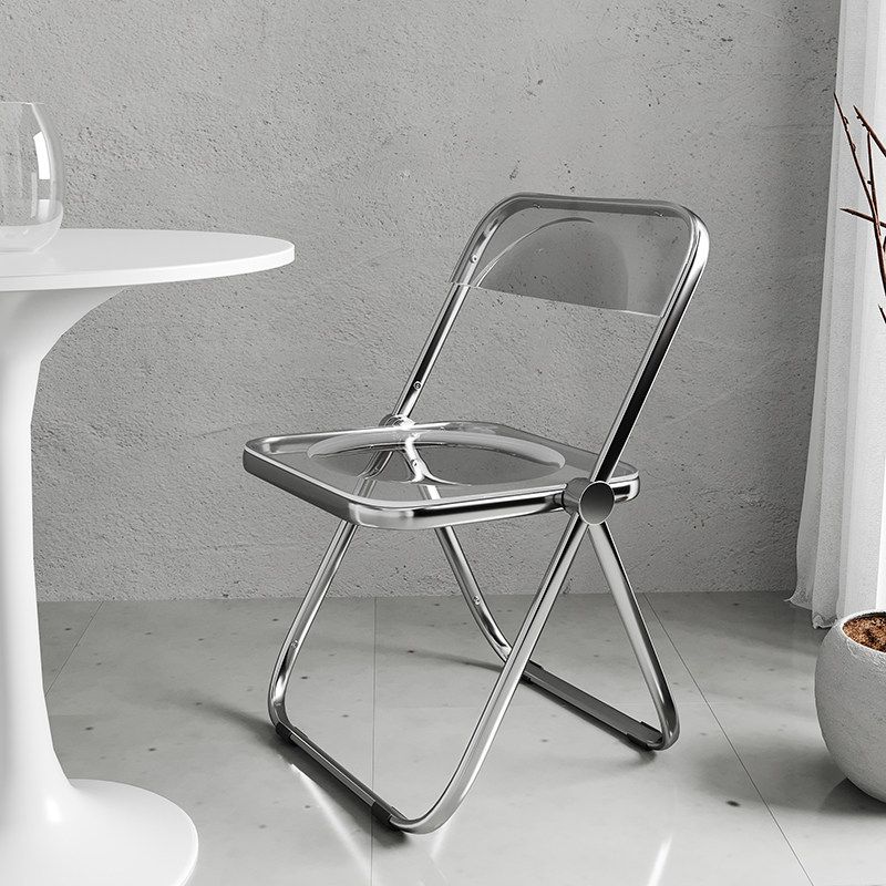 透明椅子久坐舒服家用餐椅阳台休闲网红凳子靠背可携式压克力折叠