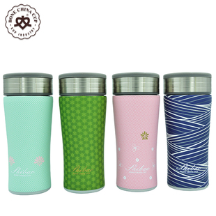 香港世宝 陶瓷保温杯骨瓷内胆不锈钢真空带提环泡茶水杯创意礼品