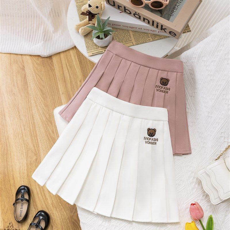 女童半身裙2024夏季新款儿童学院风JK短裙女孩白色裙子洋气百褶裙
