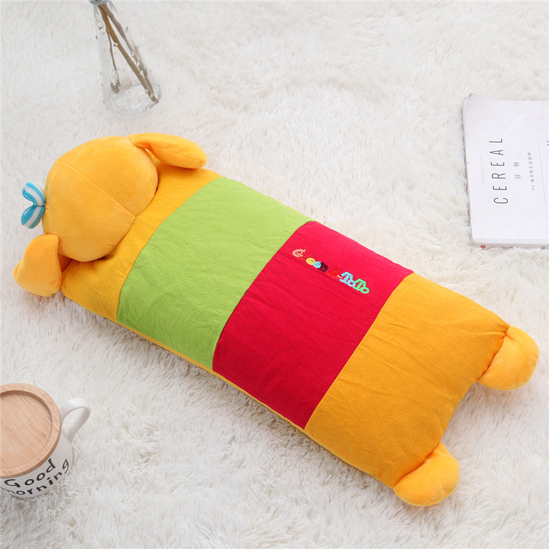 卡通儿童枕头加长狗头荞麦枕芯纯棉枕套0-6岁幼儿园午睡玩具抱枕