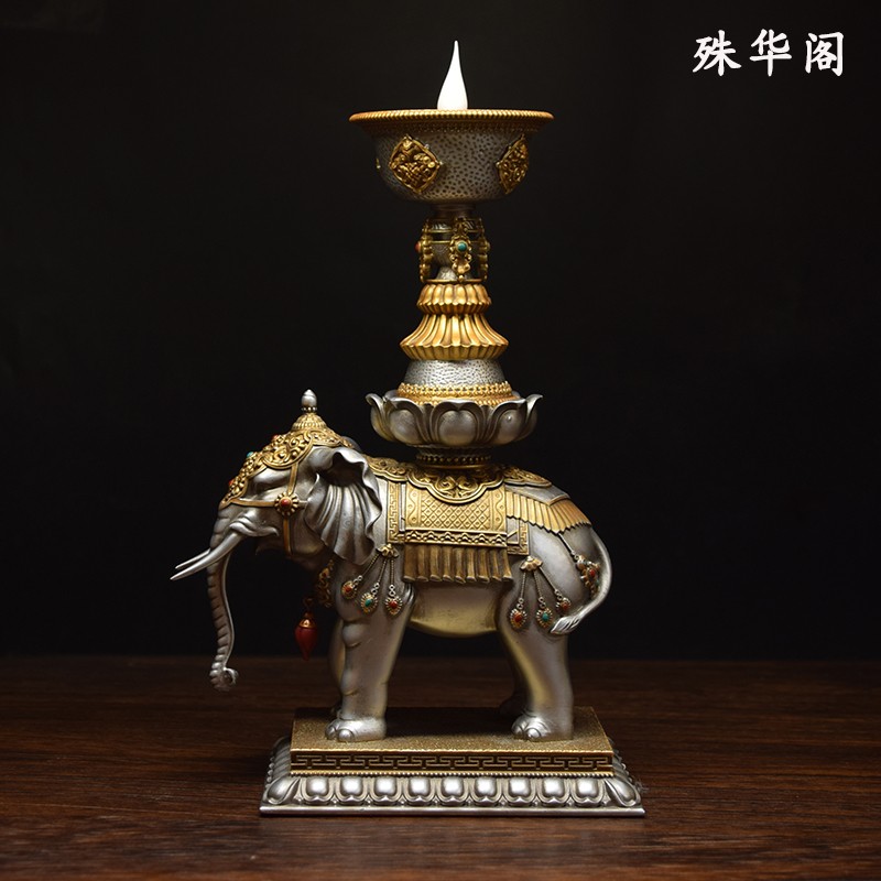 雪域天珠LED插电长明灯插电酥油灯家居寺庙佛前供灯大象底座