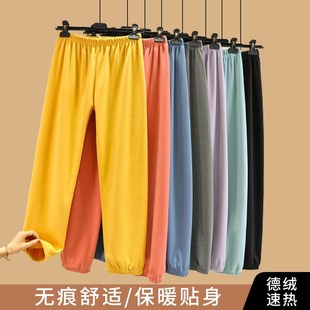加肥加大家居束脚长裤 子可外穿暖暖裤 女冬宽松加绒加厚裤 德绒睡裤