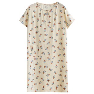 睡衣女士夏季 可外穿宽松家居服连衣裙 纯棉纱布甜美少女睡裙夏天款