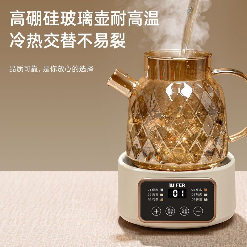 英国WIFER养生壶全玻璃家用小型办公室多功能煮茶器2024新款1-2人,厨房电器,养生壶/煎药壶/养生杯,淘宝优惠券,粉丝福利购,淘宝优惠卷
