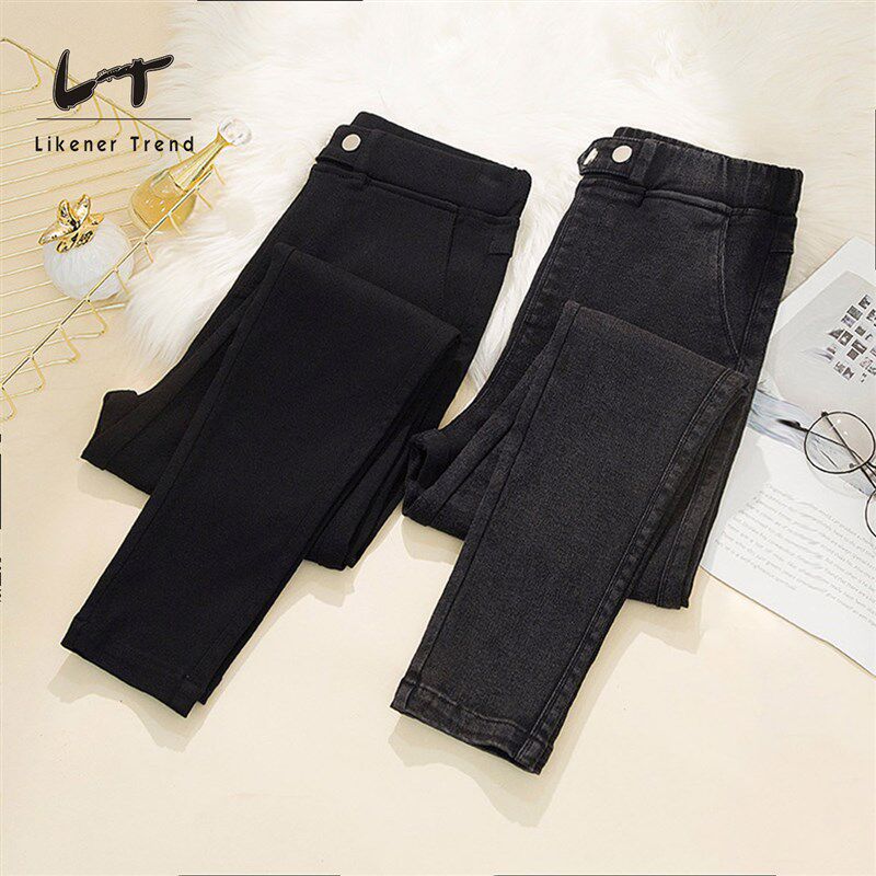 LT胖mm加肥加大码打底裤女外穿春秋冬加绒高腰胖妹妹牛仔铅笔裤女