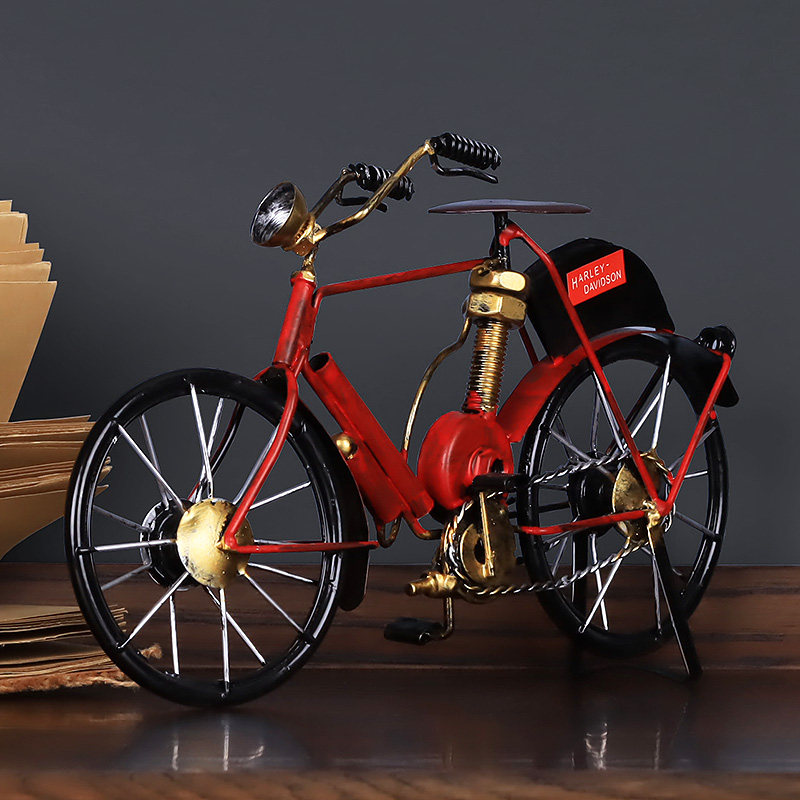 复古老式铁艺自行车模型工艺品创意客厅酒柜装饰品摆设橱窗小摆件