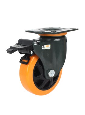 向荣UO脚轮寸寸寸寸轴承橙色万向轮静音耐磨