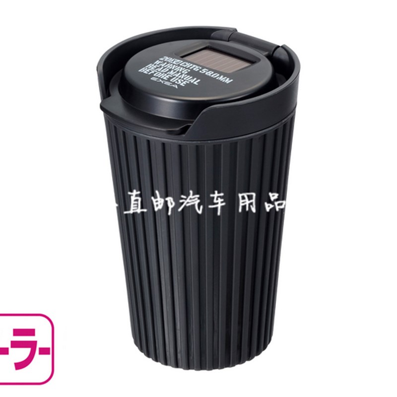 车载烟灰缸悬挂式个性有盖多功能车内带盖汽车带灯夜光军绿色