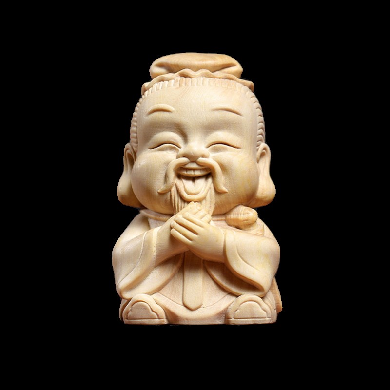 天然小叶黄杨木孔子摆件文玩手把件创意人物萌系装饰品桌面小摆件