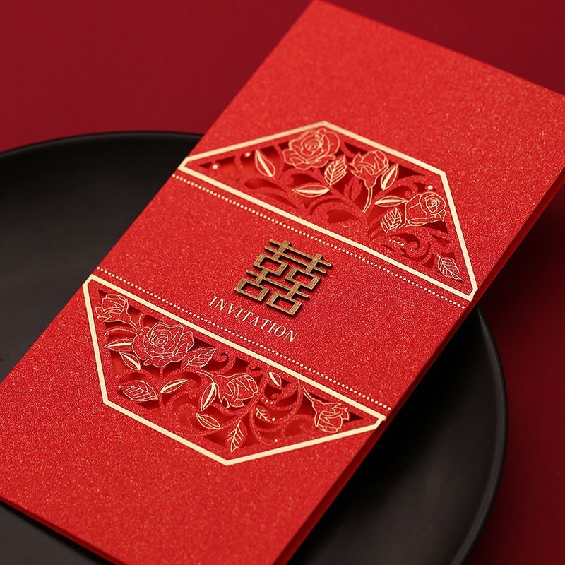 结婚请柬喜帖婚礼创意性中喜字婚庆打印请帖邀请函