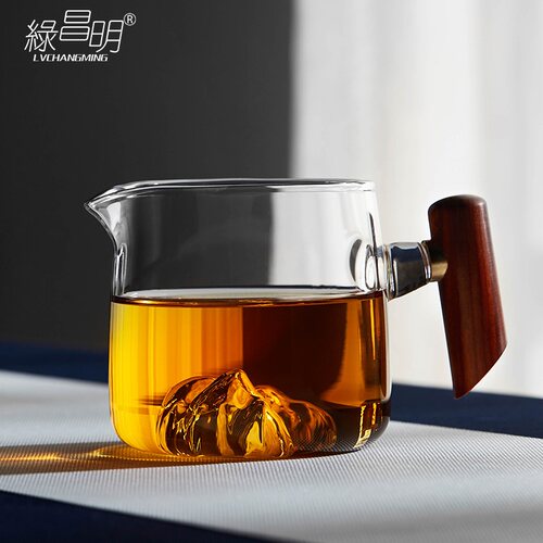 绿昌明侧把公道杯分茶器加厚单茶海功夫茶具