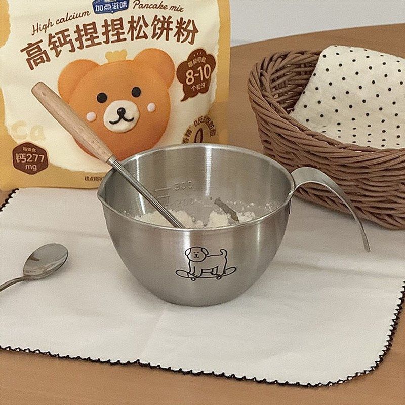 老麦自制小狗料理碗带刻度打蛋碗量杯搅拌杯早餐杯