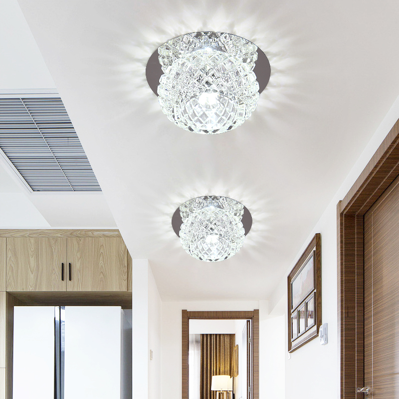 客厅圆形led射灯过道灯走廊灯玄关灯水晶天花灯3W筒灯吊顶灯具