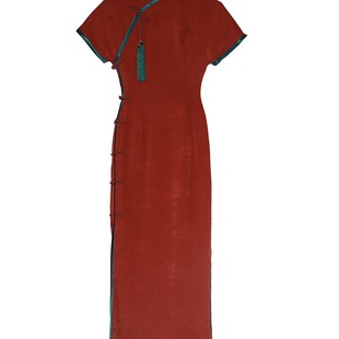 红色旗袍2023年新款改良复古中国风高级感气质优雅日常长款连衣裙