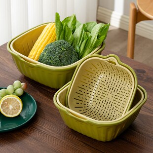 洗菜盆沥水篮双层厨房新款滤水漏水汲水筐漏网菜篮子洗水果神器