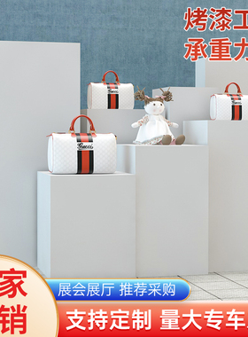 方形白色立柱烤漆展示台地台展示架花店模特中岛手办产品陈列展柜