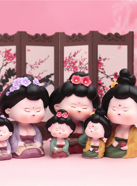 西安长安唐风唐朝仕女画摆件可摇头文创礼品古风国潮复古车载酒柜