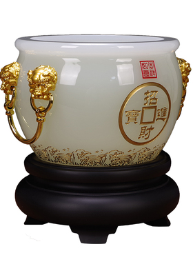 玉石聚宝盆摆件大号招财进宝办公室店铺开业家居装饰品客厅工艺品