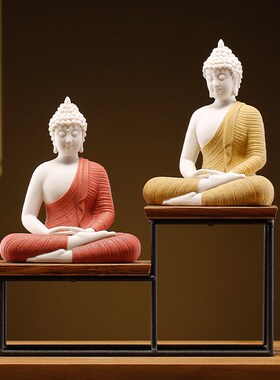 新禅意泰国佛释迦牟尼佛陶瓷如来菩萨摆件工艺品家居摆设桌面送礼
