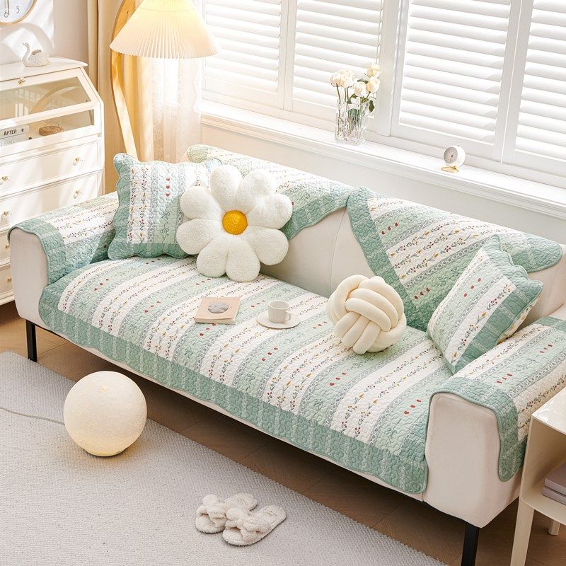 纯棉斜纹四季通用防滑布艺坐垫田园组合全棉沙发垫座垫沙发套罩巾,居家布艺,沙发垫,淘宝优惠券,粉丝福利购,淘宝优惠卷