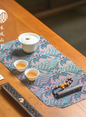 中式宫廷云织锦双面茶席禅意布艺干泡席吸水茶垫隔热防烫桌垫桌旗