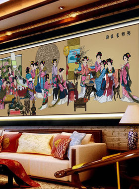 红楼群芳图十字绣十二金钗金叉琴棋书画红楼梦新款线绣客厅自己绣
