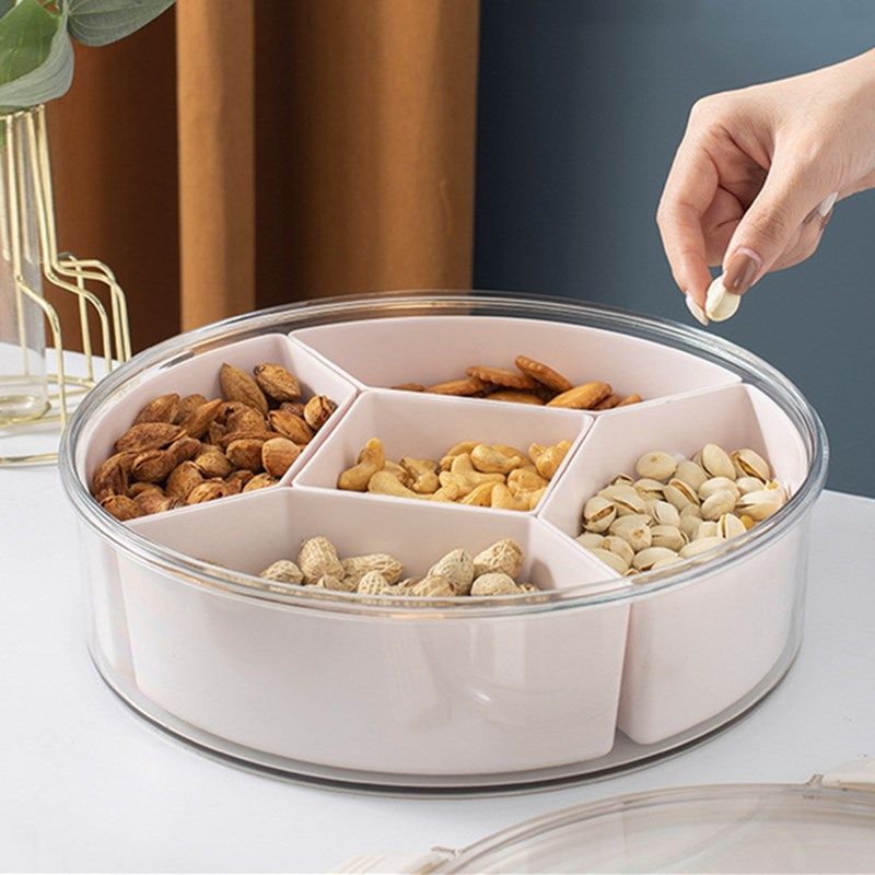干果盘家用客厅密封零食收纳盒水果坚果糖果摆放防潮卡扣分格网红