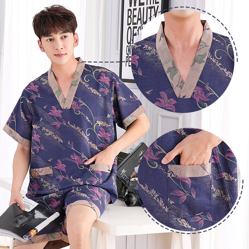 汗蒸服女款情侣桑拿服洗浴睡衣套装男士纯棉吸水汉蒸大码宽松浴服