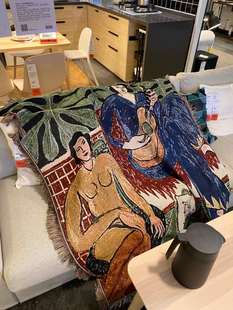 亨利马蒂斯家装 油画风马蒂斯吉他女人挂毯休闲毯沙发毯棉毯绒毯