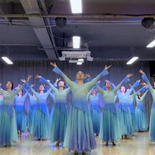 海与天古典舞蹈裙女仙气飘逸演出服中国舞半身裙1080度大摆裙