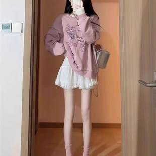 秋装搭配一整套高级感小个子韩剧学院风甜美卫衣短裙子两件套装女