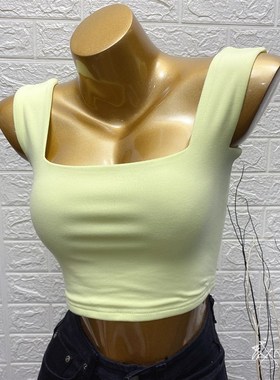 贰小小姐自留~ 颜色美哭了!2021Bi入明黄色宽肩带遮副乳背心吊带